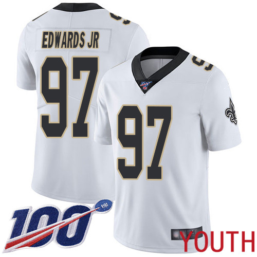 New Orleans Saints Limited White Youth Mario Edwards Jr Road Jersey NFL Football #97 100th Season Vapor Untouchable Jersey->youth nfl jersey->Youth Jersey